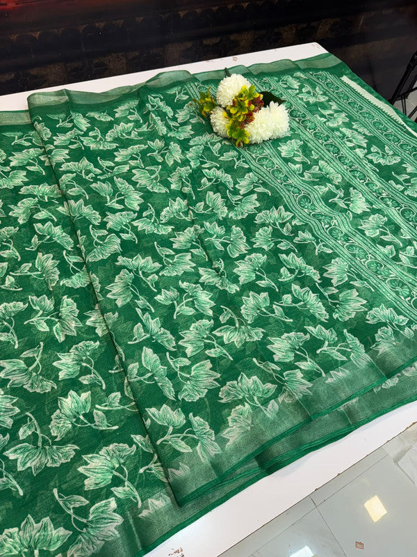 Club Linen Printed Saree in premium linen fabric for festive wear