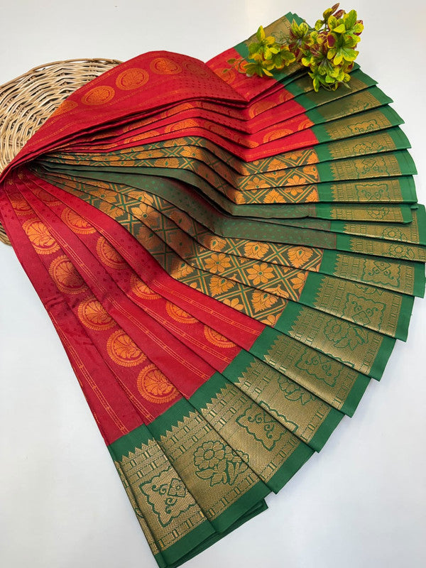 Premium Radhai Soft Silk Saree with elegant Zari work for wedding wear