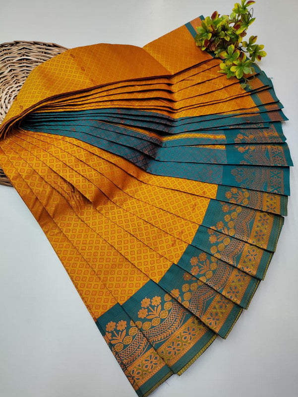 Honey Soft Silk Saree with elegant Zari work for wedding wear