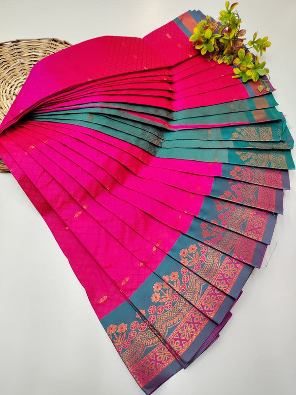 Honey Soft Silk Saree with elegant Zari work for wedding wear