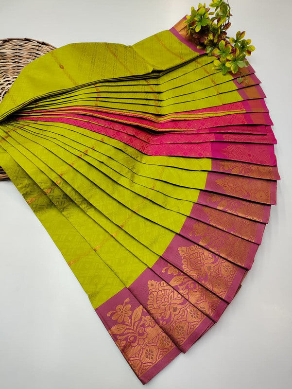 Honey Soft Silk Saree with elegant Zari work for wedding wear