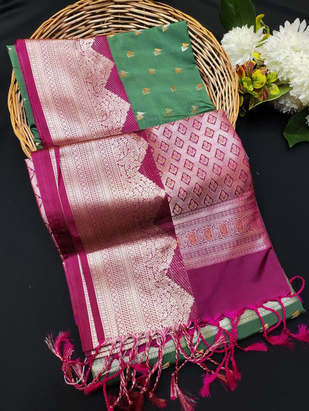 Ramaniyam Luxury Soft Silk Zari Saree for wedding wear with contrast blouse