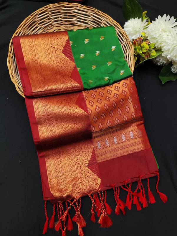 Ramaniyam Luxury Soft Silk Zari Saree for wedding wear with contrast blouse