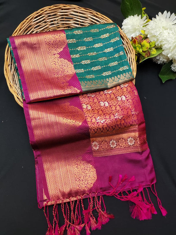Ramaniyam Luxury Soft Silk Zari Saree for wedding wear with contrast blouse