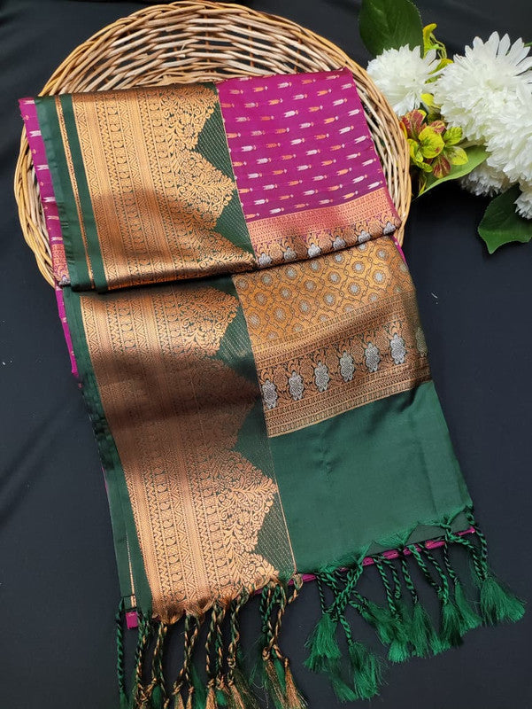 Ramaniyam Luxury Soft Silk Zari Saree for wedding wear with contrast blouse