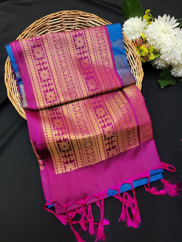 Ramaniyam Luxury Soft Silk Zari Saree for wedding wear with contrast blouse