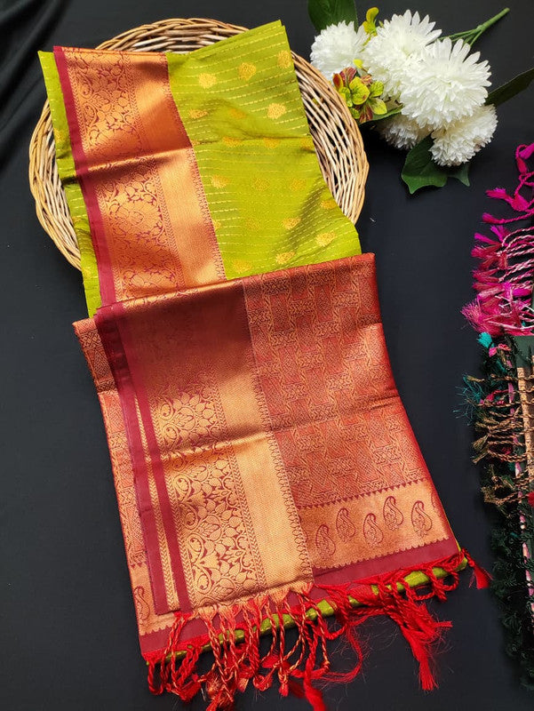 Ramaniyam Luxury Soft Silk Zari Saree for wedding wear with contrast blouse