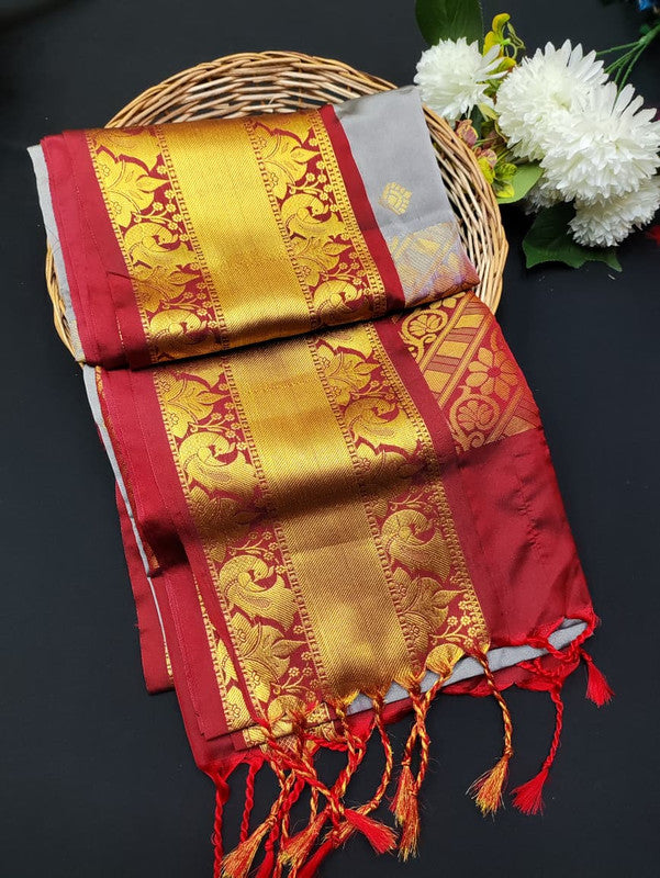 Ramaniyam Luxury Soft Silk Zari Saree for wedding wear with contrast blouse