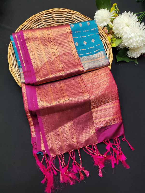 Ramaniyam Luxury Soft Silk Zari Saree for wedding wear with contrast blouse