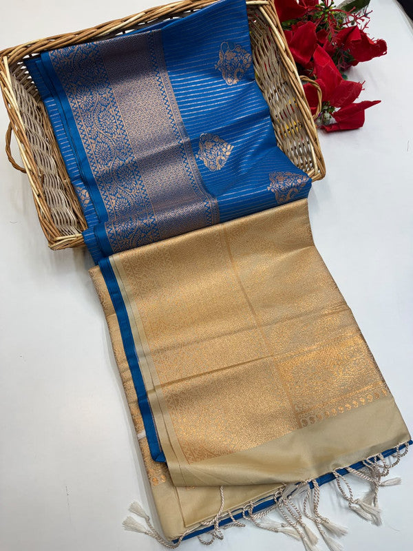 Ramaniyam Luxury Soft Silk Zari Saree for wedding wear with contrast blouse