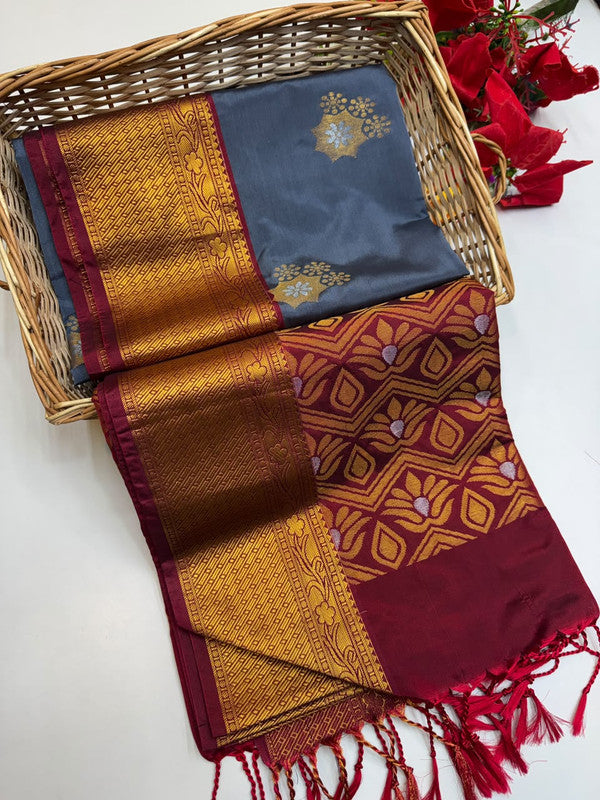 Ramaniyam Luxury Soft Silk Zari Saree for wedding wear with contrast blouse