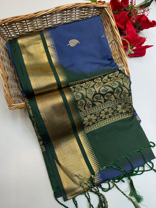 Ramaniyam Luxury Soft Silk Zari Saree for wedding wear with contrast blouse