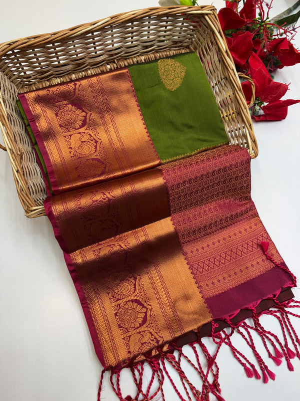 Ramaniyam Luxury Soft Silk Zari Saree for wedding wear with contrast blouse