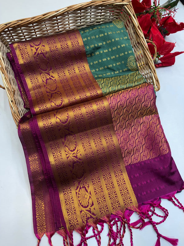 Ramaniyam Luxury Soft Silk Zari Saree for wedding wear with contrast blouse