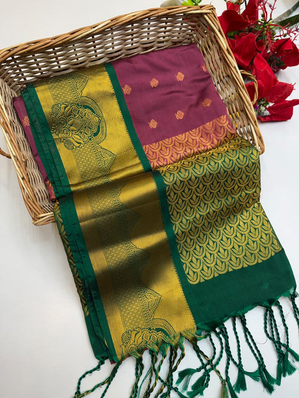 Ramaniyam Luxury Soft Silk Zari Saree for wedding wear with contrast blouse