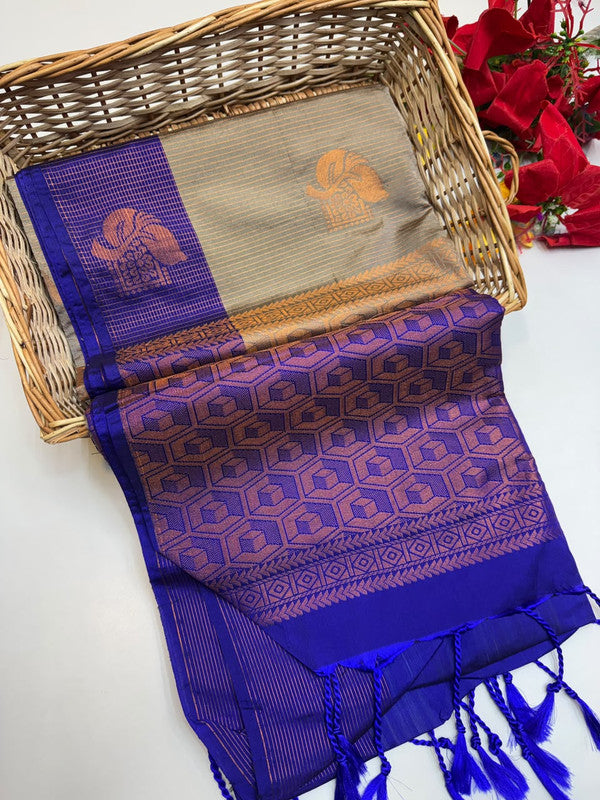 Ramaniyam Luxury Soft Silk Zari Saree for wedding wear with contrast blouse
