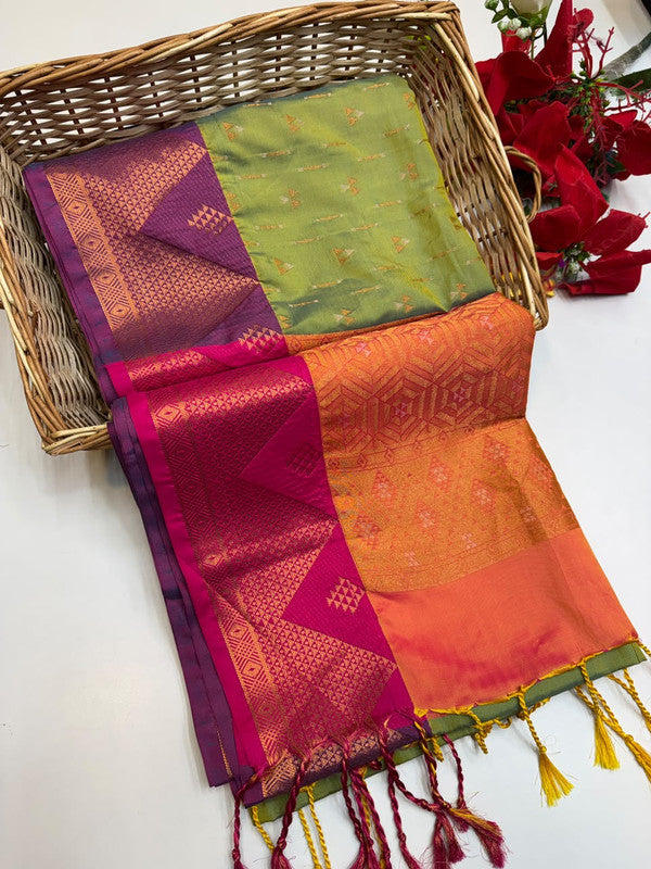 Ramaniyam Luxury Soft Silk Zari Saree for wedding wear with contrast blouse