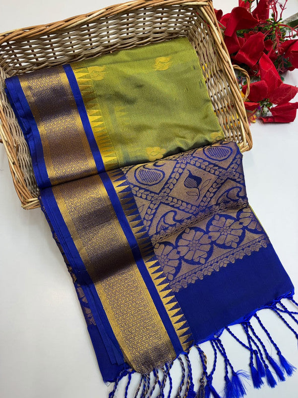 Ramaniyam Luxury Soft Silk Zari Saree for wedding wear with contrast blouse