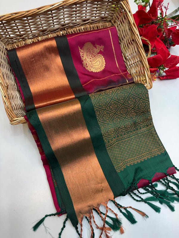 Ramaniyam Luxury Soft Silk Zari Saree for wedding wear with contrast blouse