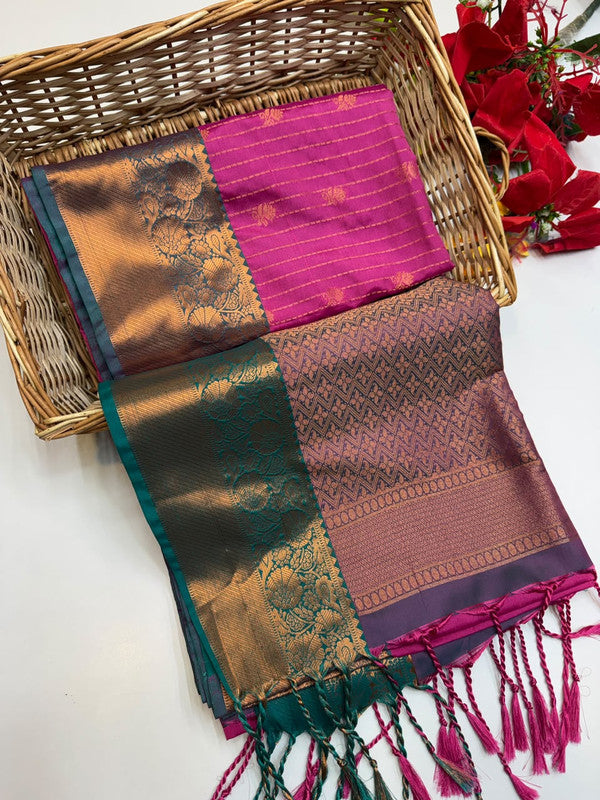 Ramaniyam Luxury Soft Silk Zari Saree for wedding wear with contrast blouse