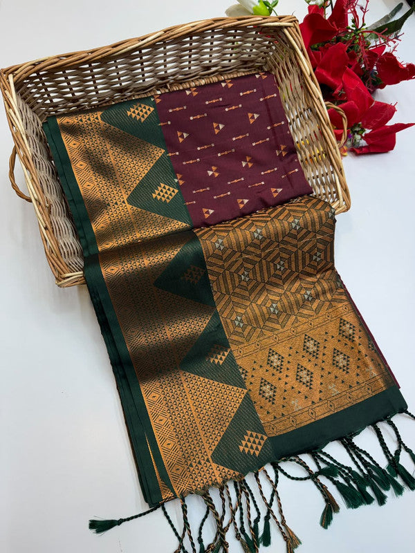 Ramaniyam Luxury Soft Silk Zari Saree for wedding wear with contrast blouse