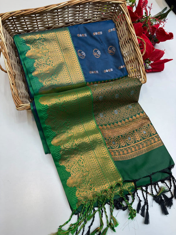 Ramaniyam Luxury Soft Silk Zari Saree for wedding wear with contrast blouse