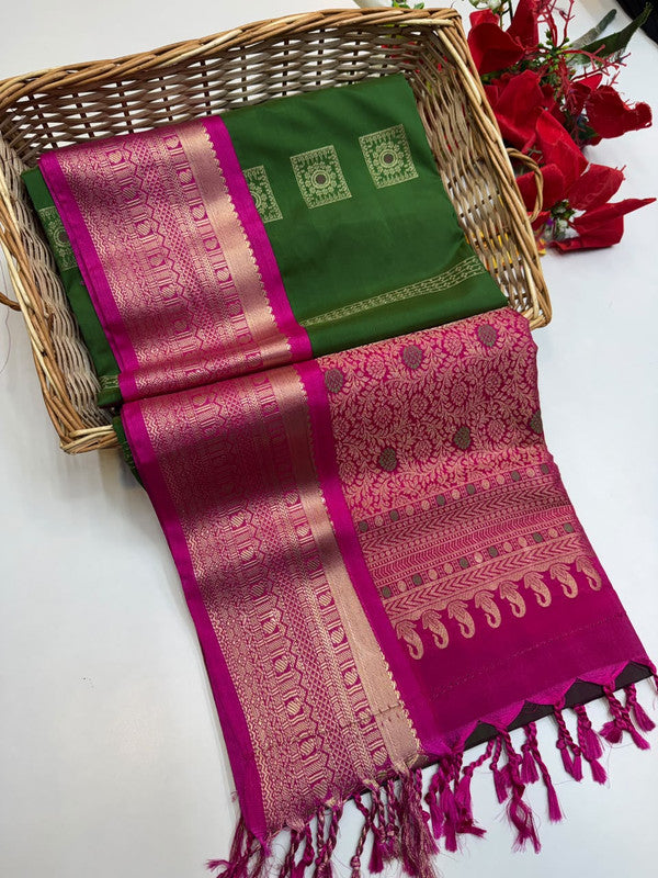 Ramaniyam Luxury Soft Silk Zari Saree for wedding wear with contrast blouse