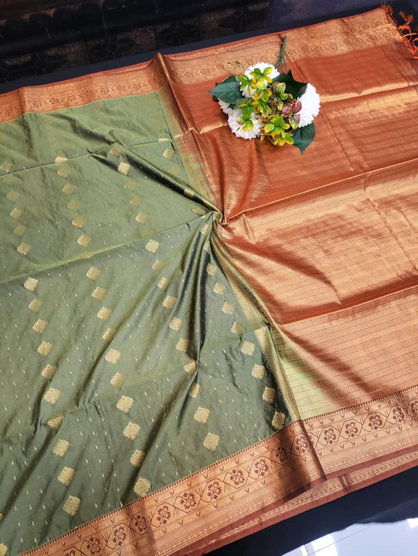 Semi Silk Saree with elegant zari work for wedding wear women