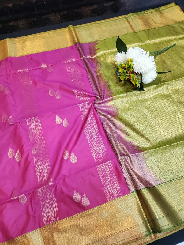 Semi Silk Saree with elegant zari work for wedding wear women