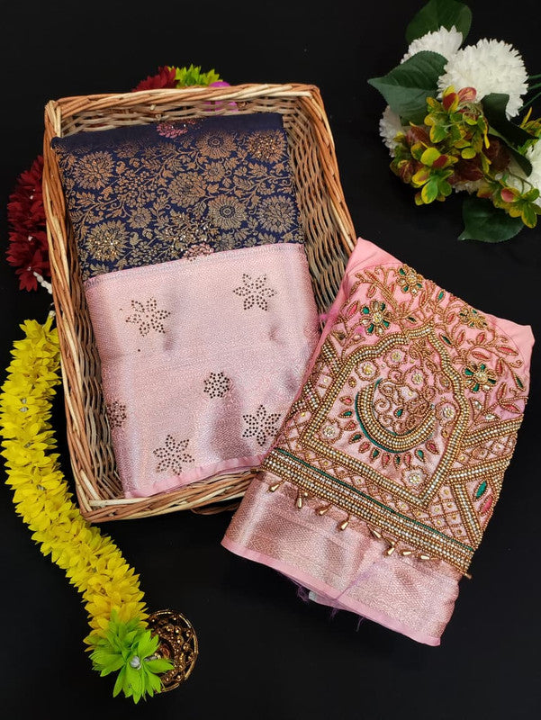 Meenakshi Thirukalyanam Silk Saree with Zari and Stone Work for Wedding Wear