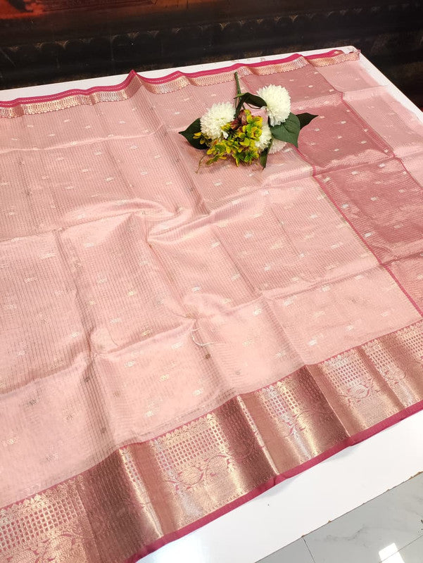 Banarasi Butta Checks Saree with premium zari work for wedding wear