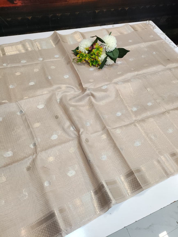Banarasi Butta Checks Saree with premium zari work for wedding wear