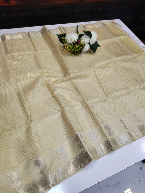 Banarasi Butta Checks Saree with premium zari work for wedding wear