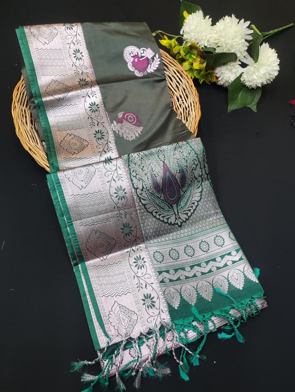 Semi Pure Art Silk Saree with elegant zari work for wedding wear
