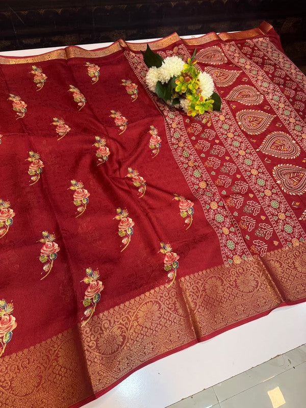 Galaxy Fancy Saree with Zari Dola work for wedding wear