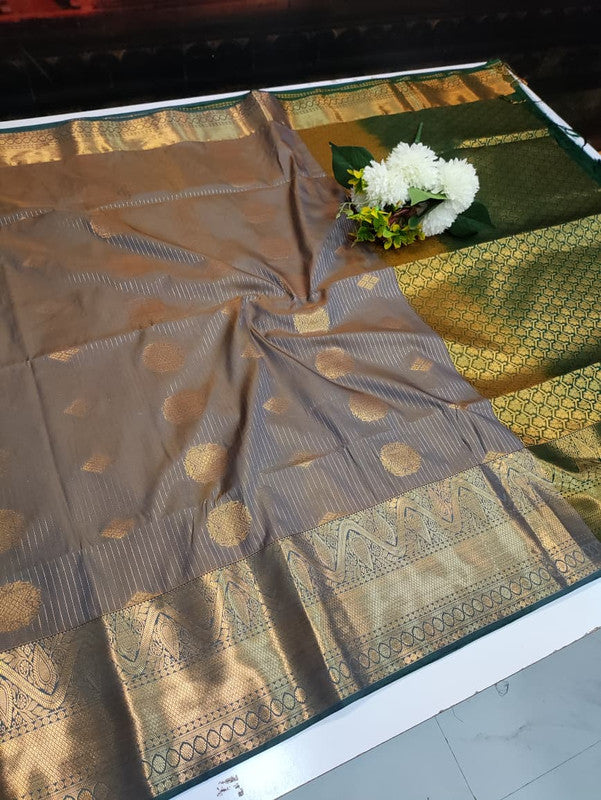 Artificial Naar Pattu Zari Saree with Contrast Blouse for Wedding Wear