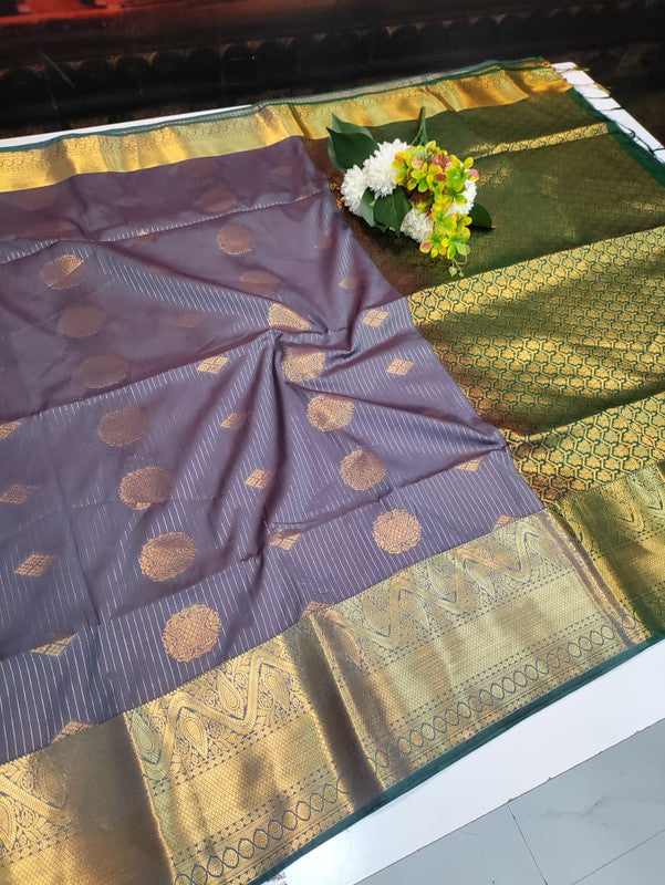 Artificial Naar Pattu Zari Saree with Contrast Blouse for Wedding Wear