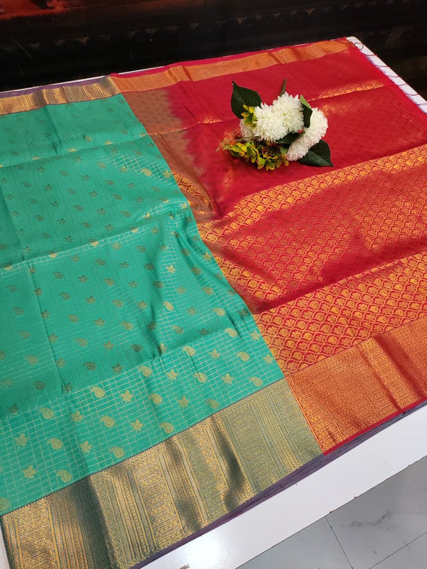 Artificial Naar Pattu Zari Saree with Contrast Blouse for Wedding Wear