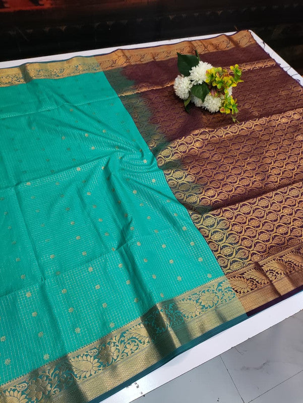 Artificial Naar Pattu Zari Saree with Contrast Blouse for Wedding Wear
