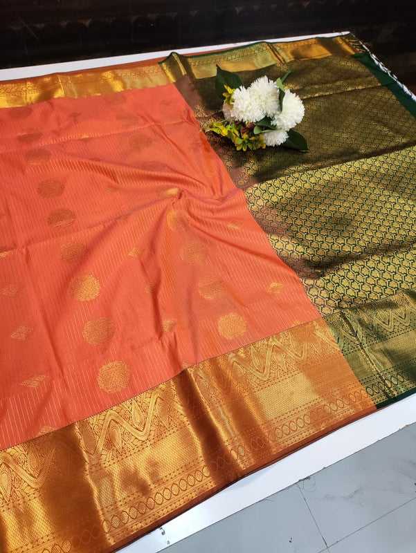 Artificial Naar Pattu Zari Saree with Contrast Blouse for Wedding Wear