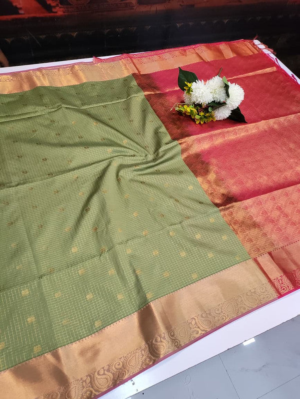 Artificial Naar Pattu Zari Saree with Contrast Blouse for Wedding Wear