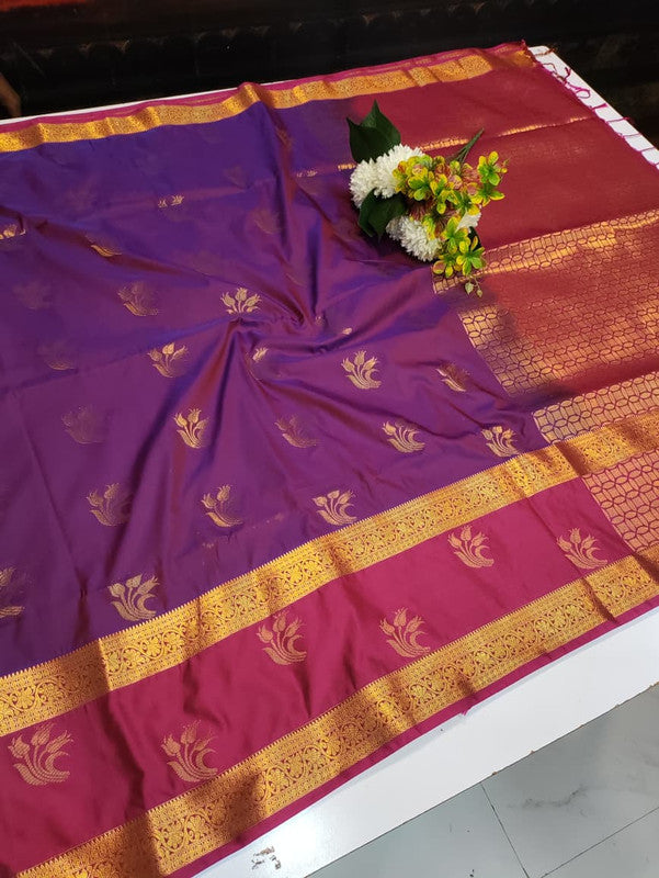 Artificial Naar Pattu Zari Saree with Contrast Blouse for Wedding Wear