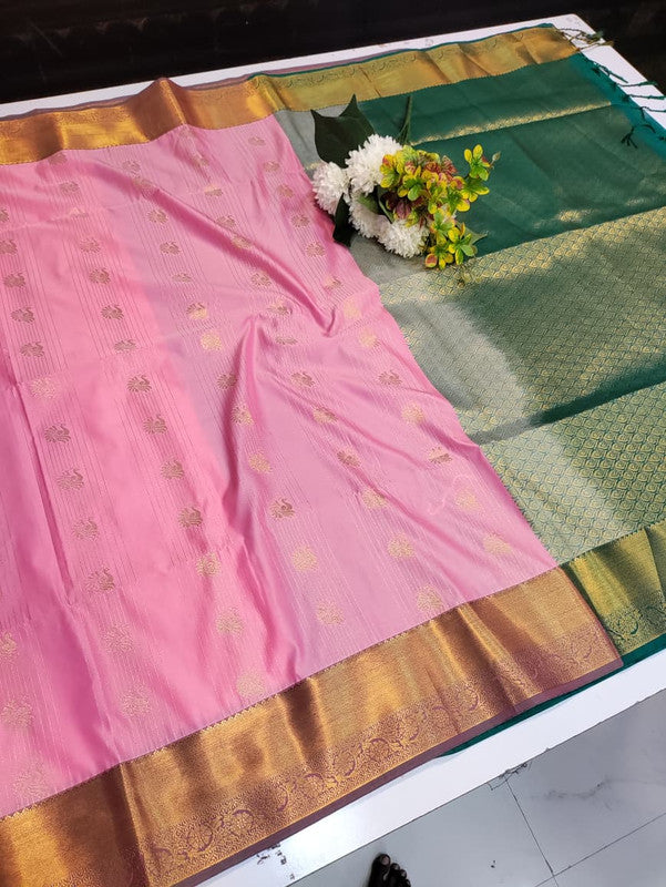 Artificial Naar Pattu Zari Saree with Contrast Blouse for Wedding Wear