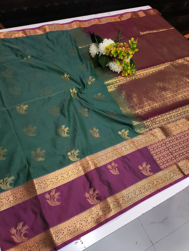 Artificial Naar Pattu Zari Saree with Contrast Blouse for Wedding Wear