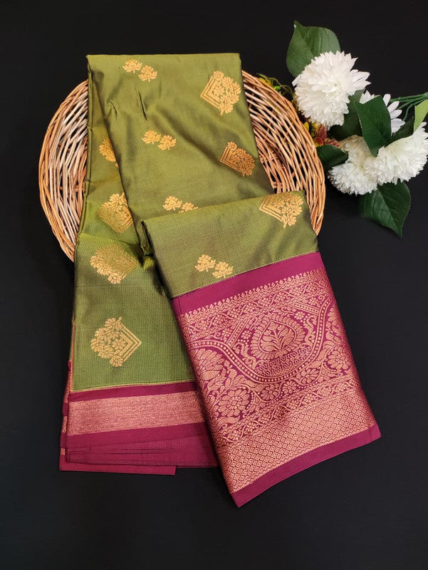 Sundari Semi Silk Saree with elegant zari work for wedding wear