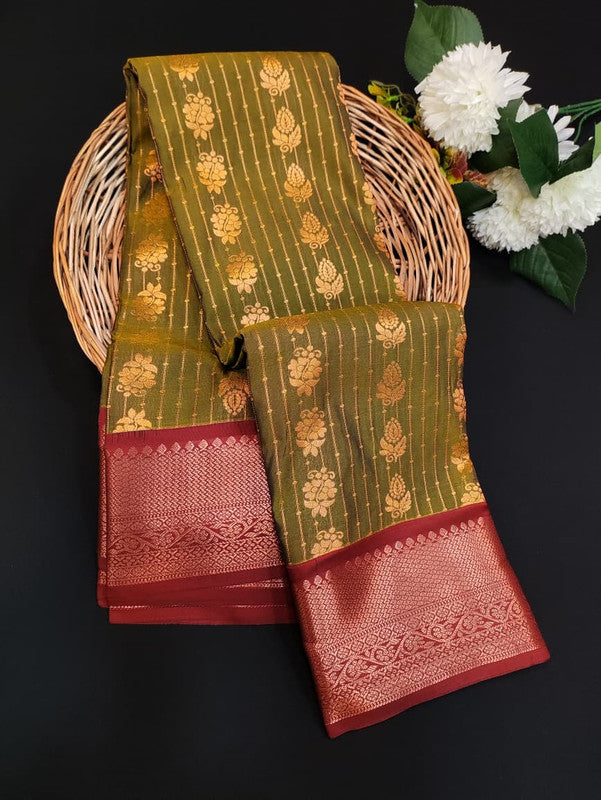 Sundari Semi Silk Saree with elegant zari work for wedding wear