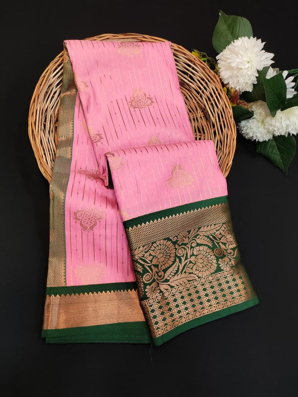 Sundari Semi Silk Saree with elegant zari work for wedding wear