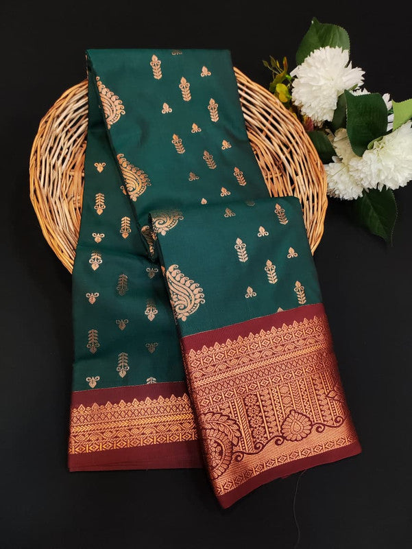 Sundari Semi Silk Saree with elegant zari work for wedding wear