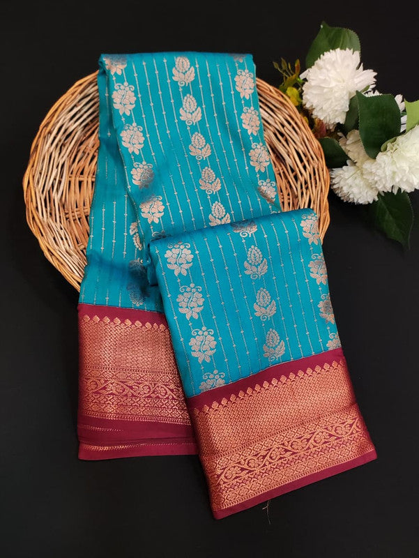 Sundari Semi Silk Saree with elegant zari work for wedding wear