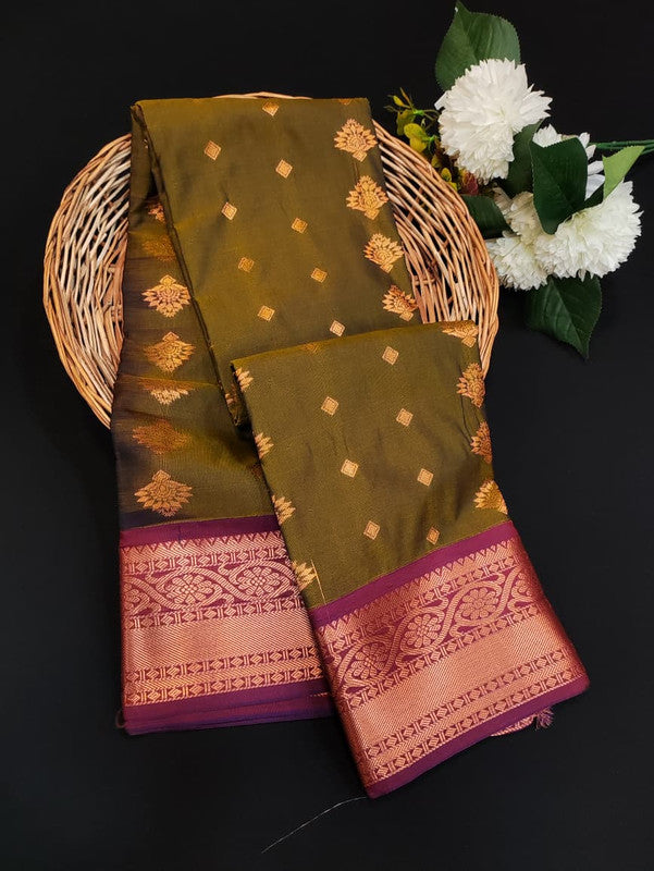 Sundari Semi Silk Saree with elegant zari work for wedding wear